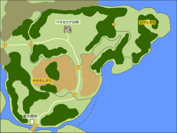 東ベクセリア地方のマップ