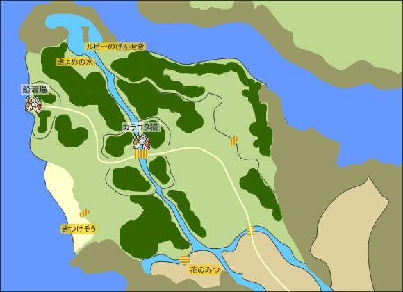 ベレンの岸辺、カラコタ地方のマップ
